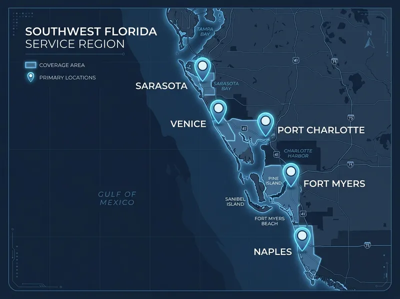 Southwest Florida Spartan Garage Doors Service Map